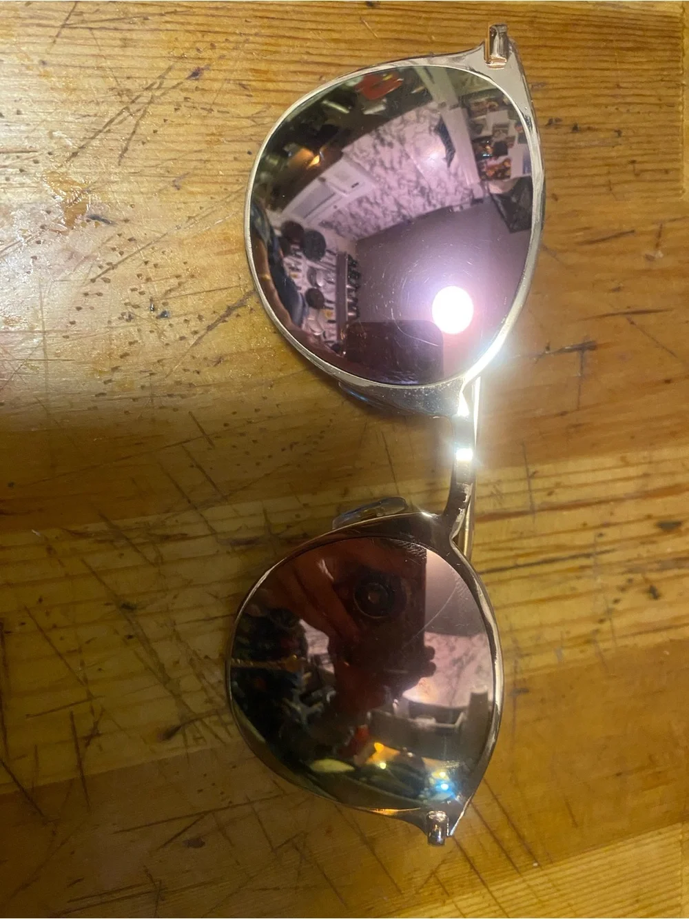 Gold Frame Sunglasses with Rose-Tinted Lenses